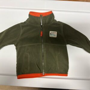 Baby Olive Green Fleece Jacket with Orange Trim